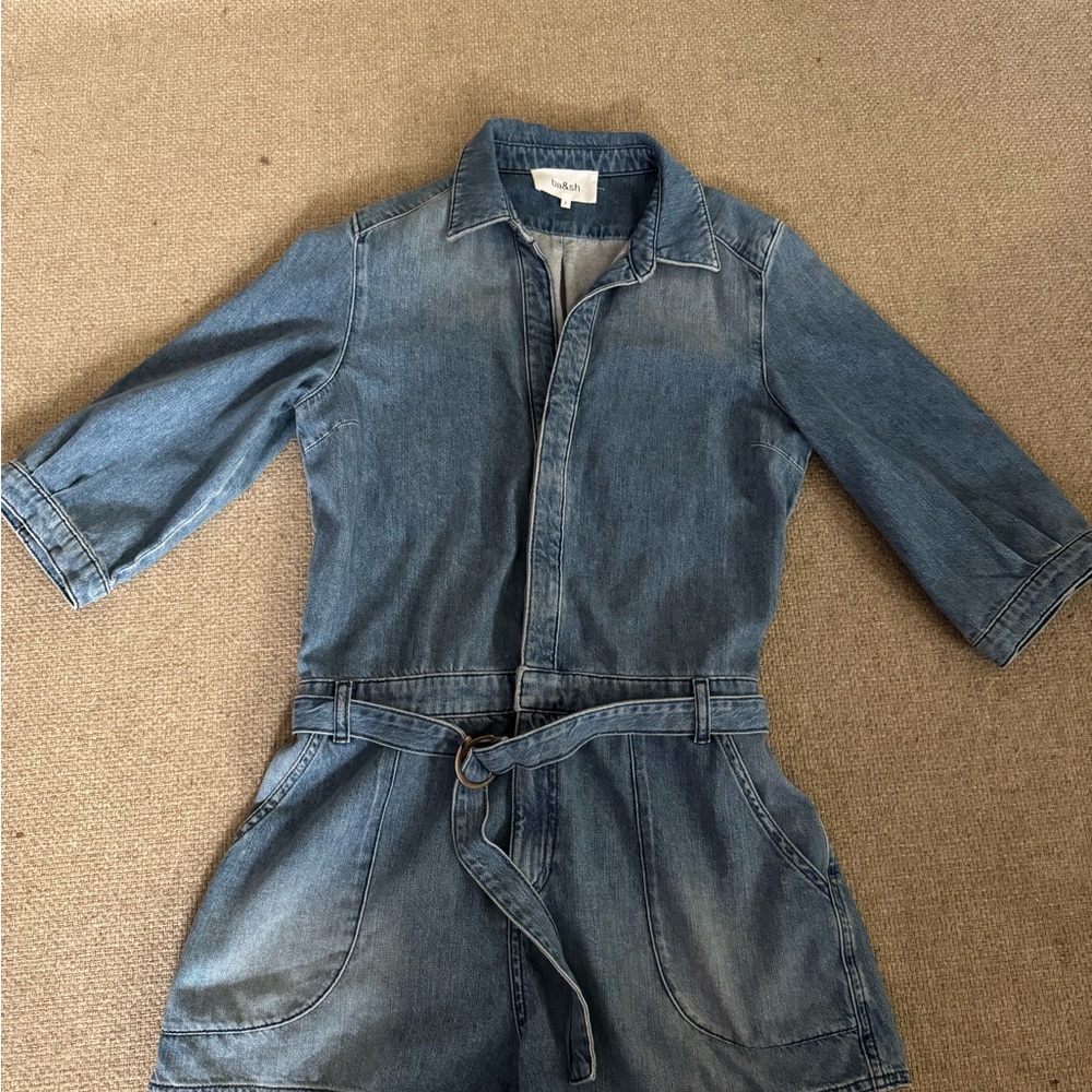 Denim Romper with Belt